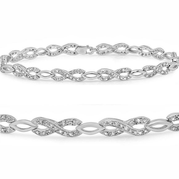 AGS Certified 1/4ct Diamond Infinty Tennis Bracelet in .925 Sterling Silver - Picture 2 of 5